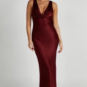 Meshki Maxi Burgundy Satin Dress